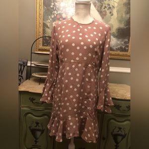 By TIMO polka dot dress camel brown sz XL excellent condition